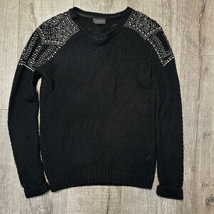 Topshop  Black Sweater with Embellished Shoulders